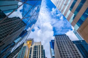 bottom-view-of-modern-skyscrapers-in-business